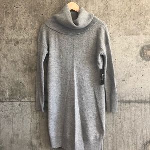Grey, cowl neck sweater dress